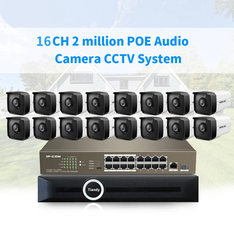 GLVISION H.265 16CH 2MP HD POE NVR Kits Outdoor IP Cameras CCTV Surveillance System P2P Video Surveillance Set 4TB HDD