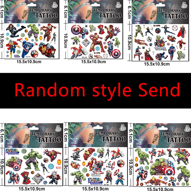 Marvel Iron Man Originales Tattoo Sticker Random 1PCS Action Figure Disney Spider-Man Cartoon Kids Girls Christmas Birthday Gift