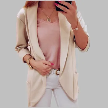 

Solid OL Wear for Young Girl Lady Casual Long Sleeve Work Business Outfit suit Coat Pure Color Jacket Women Cardigan Blaze