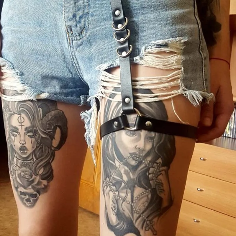 

Leather Harness Garter Belts Sexy Women Thigh Straps Leg Pastel Goth Jartiyer Wedding Stocking Bondage Arnes Mujer Pole Dance