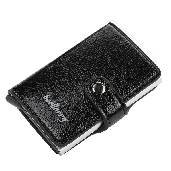 Men And Women Automatic Wallet Aluminum Alloy Card Case Anti-Degaussing Anti-Theft RFID Aluminum Bank Credit Card - Цвет: k9110 black