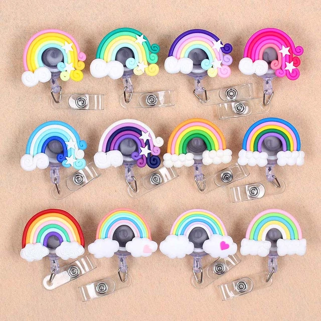 Colorful Rainbow 60cm Retractable Badge Reel Student Nurse