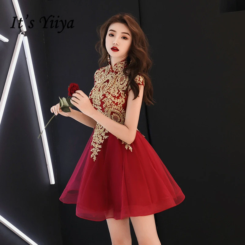 high collar cocktail dress