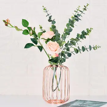 

2020 Nordic Iron Vase Lantern Shape Flower Holder Table Ornament Home Wedding Decor Garden Home Decoration