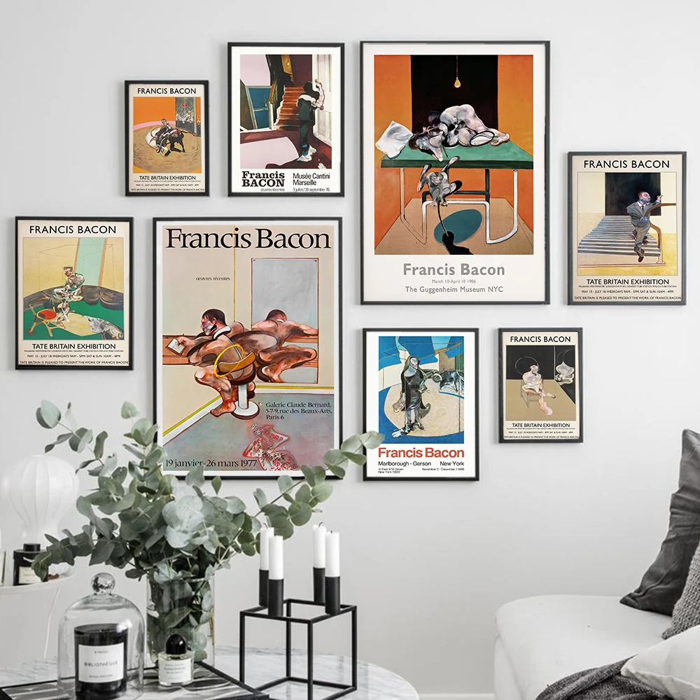 

Francis Bacon Exhibition Poster Figures Portrait Art Print Canvas Surrealist Living Room Home Wall Art Decor Impression Painting