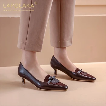 

Lapolaka Hot Sale 2020 Kid Suede Sheepskin Thin Heels Concise Pumps Woman Shoes Slip-On Shallow Spring Shoes Women Pumps