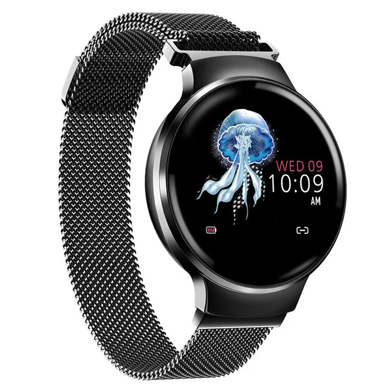 Женский умный Браслет Bluetooth фитнес-трекер водонепроницаемые женские часы пульсометр часы шаг активности период отслеживания часы - Цвет: Черный