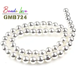 Rose Gold Hematite Round Beads for Jewelry Making and DIY Accessories (Silver)