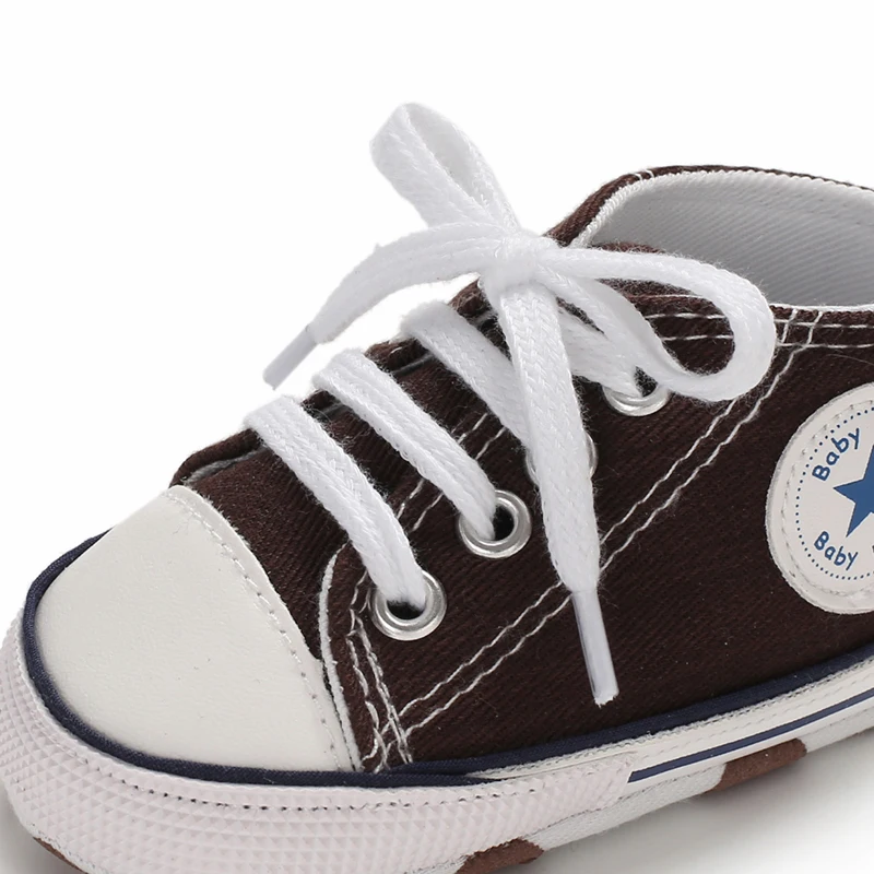 Милые мягкие парусиновые Кроссовки для новорожденных, для малышей, для маленьких мальчиков и девочек, на шнуровке, с мягкой подошвой, обувь для малышей