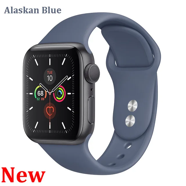 Силиконовый ремешок для apple watch 5 4 band correa apple watch 44 мм 40 мм 42 мм 38 мм iwatch 5 4 3 2 1 Спортивный Браслет - Цвет ремешка: Alaskan Blue  50