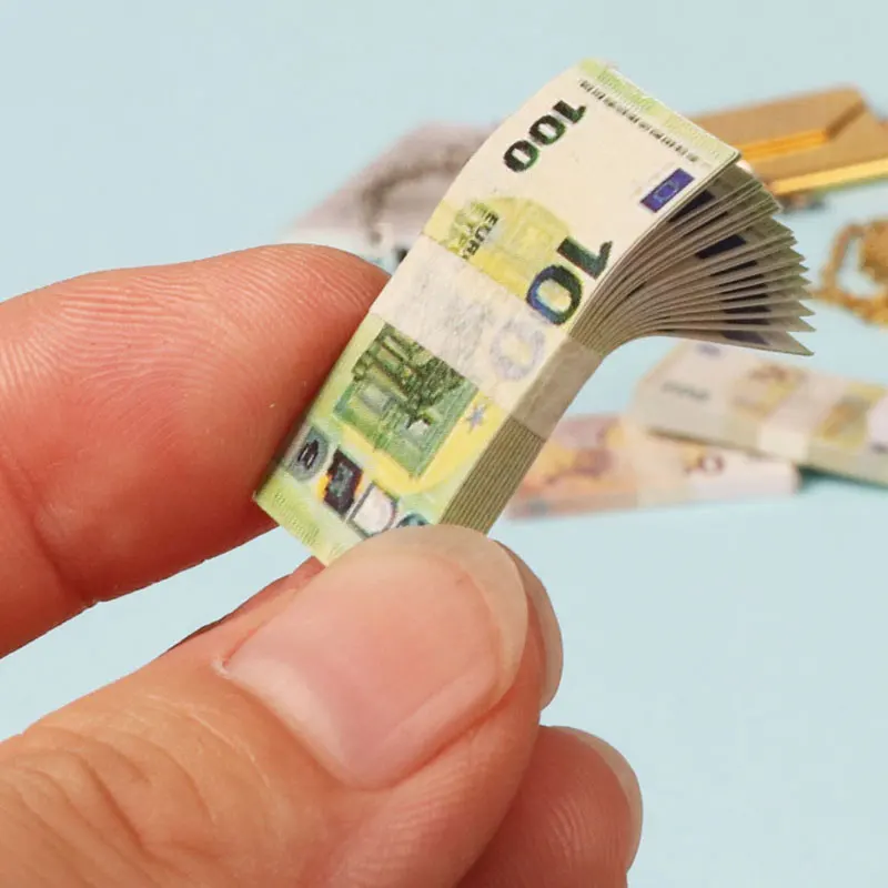 Miniature Items Mini Dolls Money Cash Dollars Euro British Pound Won Banknotes Model For Barbie Ob11 1/6 Dolls House Accessories 2