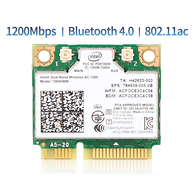 Wlan-Card Mini Pcie Wifi Intel7260 Bluetooth-4.0 Wireless Network Dual-Band 1200mbps