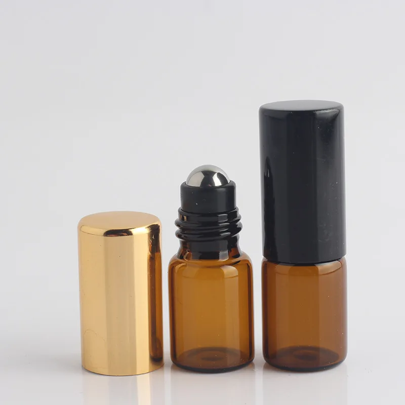 2ml amber jaffa flask with golden black lid empty aluminium ball perfume bottle | Красота и здоровье