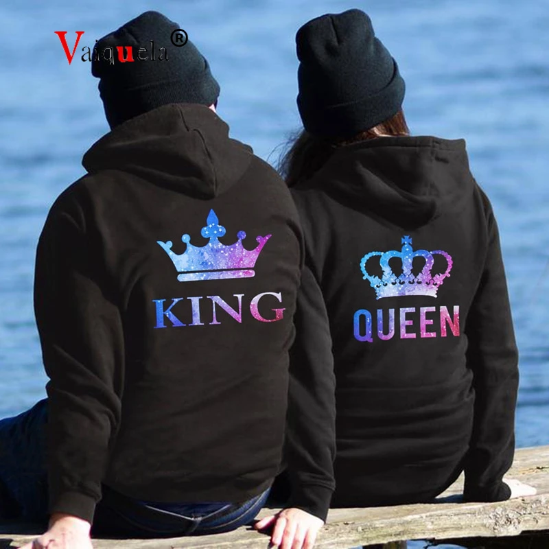 

Women Men Lovers Sweatshirt Couple Hoodies Chritsmas Costumes Lovers Couples QUEEN KING CROWN hoodies women hoodies sweatshirt