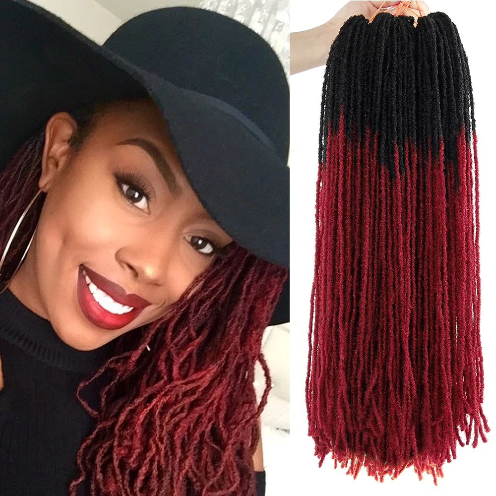

Faux Locs box braids hair extension Ombre Pure Color 18 Inch Blonde Brown Bug Synthetic Hair for girl Crochet Braids
