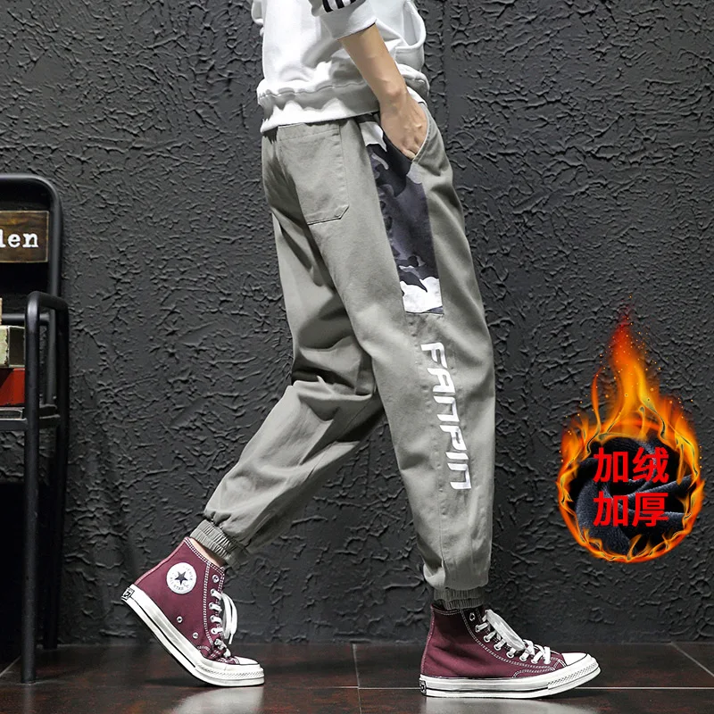 

2019 Hk1979 plus Velvet Japanese-style Black Wall Large Size Camouflage Contrast Color Pants with Velvet M-5x Hk1197