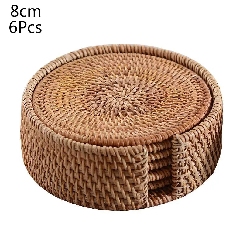 Handmade Weave Non-slip Placemat Round Insulation pads Table Mats Pads Home Decor 6pcs/lot Creative Coasters Set Cup Cushion | Дом и сад