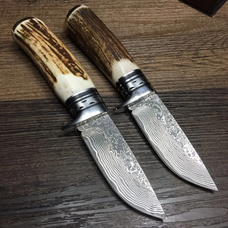 Damascus Steel hunting knife 100% Handmade genuine Hign quality fixed Antler handle gift packing | Инструменты