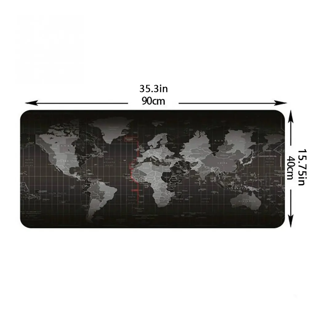 World Map Keyboard Pad Oversized Non-slip Padded Mouse Pad Game Keyboard Pad Black Grey For Gaming Keyboard And Mouse