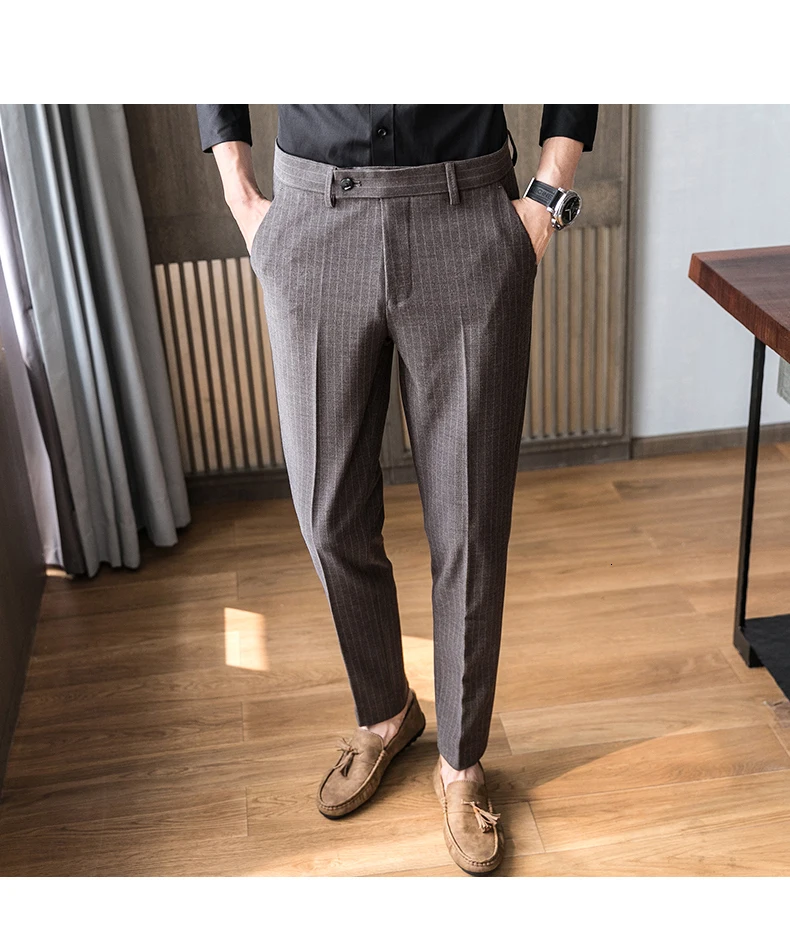 Winter New Korean Version Of The Trend Of British Wind Slim Stripes Wild Straight Harajuku Casual Trousers