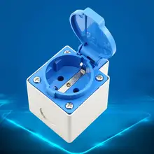 Штепсельная Вилка европейского стандарта 16A 250V IP44 Водонепроницаемый открытый Ванная комната электрические Мощность Socketes выход Портативный мини Мощность Socketes с крышкой