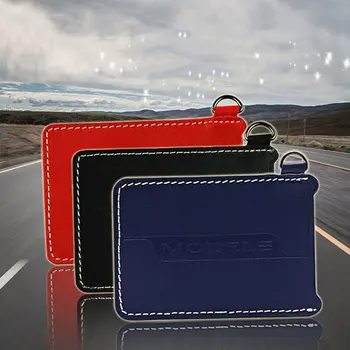 

Car Real Leather Key Card Bag Case Protector Keychain Cover Pocket For Tesla Model 3 Car Accessories