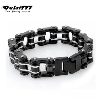 

bicycle chain men charm bracelet black stainless steel punk male statement big 2019 chain on hand bracelets gifts for mens