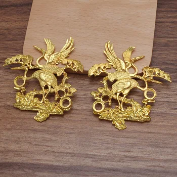 

10pairs Zinc Alloy Metal Casted Double Cranes on Pine tree Leaf Branch Charms 8mm Cameo Base Findings DIY Jewelry Accessories