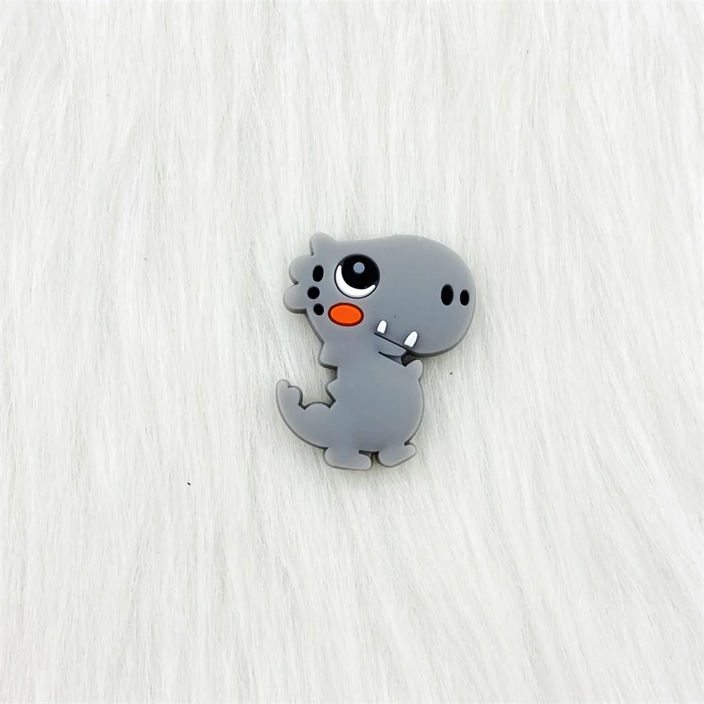 10/pcsSilicone Teether  Food Grade Mini Silicone Dinosaur Beads Baby Animal Teething Beads For DIY  Necklace Chain Accessories 6
