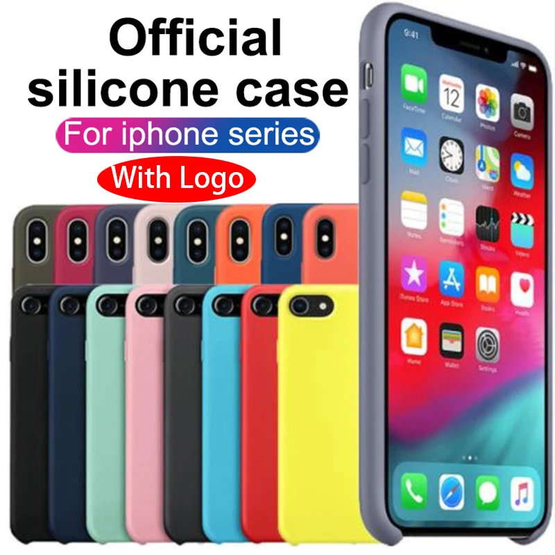 With LOGO Official Silicone Case For iphone 7 8 6S 6 Plus 11 Pro X XS MAX XR 5 5S phone Case on Apple iphone 7 8 plus X 10 Cover photo