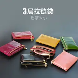 Женские красные кожанные бумажники, монета на молнии, Однотонный женский кошелек из натуральной коровьей кожи, маленький роскошный бренд