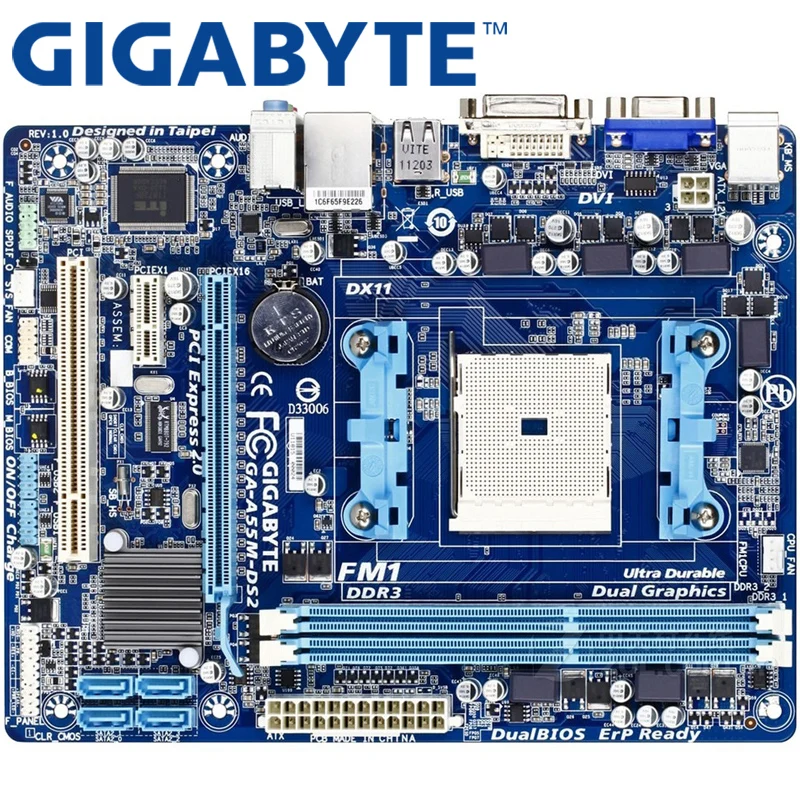 GIGABYTE GA A55M DS2 настольная материнская плата A55 гнездо FM1 для AMD A series E2 serie DDR3 32GB оригинальная A55M DS2 б/у|Материнские платы|   | АлиЭкспресс