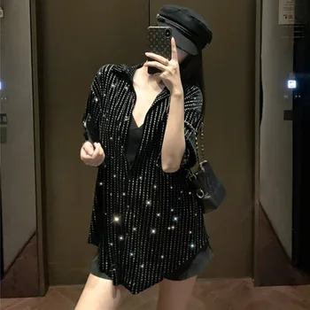 

Spring 2020 Oversized Sexy Shirt Dress Long Sleeve Turn-down Neck Loose Casual Dresses Women Elegant Hollow Out Short Dress CS04