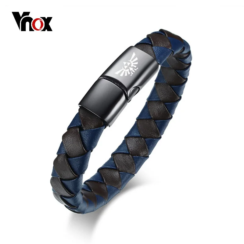 Мужские Плетеные браслеты из настоящей кожи Vnox повседневные браслет легенда о