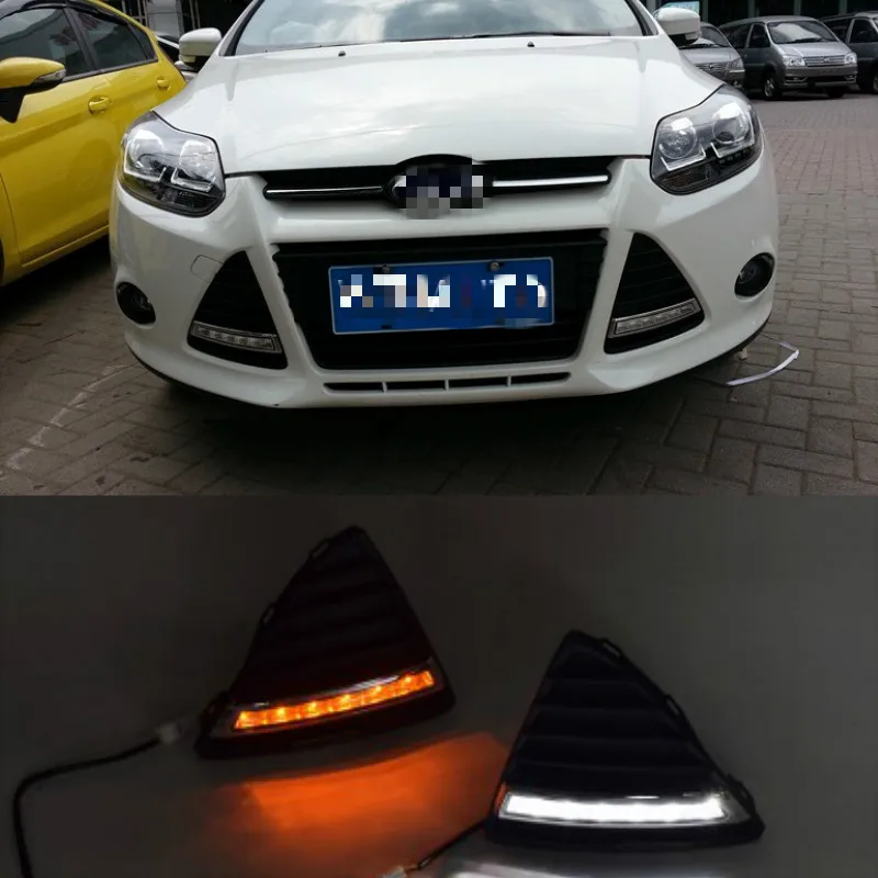 For Ford Focus 3 MK3 2012 2013 2014 DRL Daytime Running Lights 12V LED Daylight Fog lamp waterproof with dimming style Relay