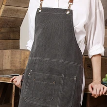 Aliexpress - X37B Denim Work Apron with 3 Pockets 1 Tool Ring Back Cross Sleeveless Apron for Men Carpenters Barber Chef
