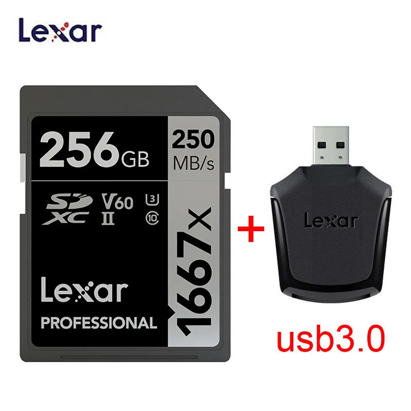 Оригинальный Lexar 250 МБ/с. 1667x SD Card 64 GB 128 GB 256 GB SDXC UHS-II U3 карты флэш-памяти для 3D 4 K цифровой Камера