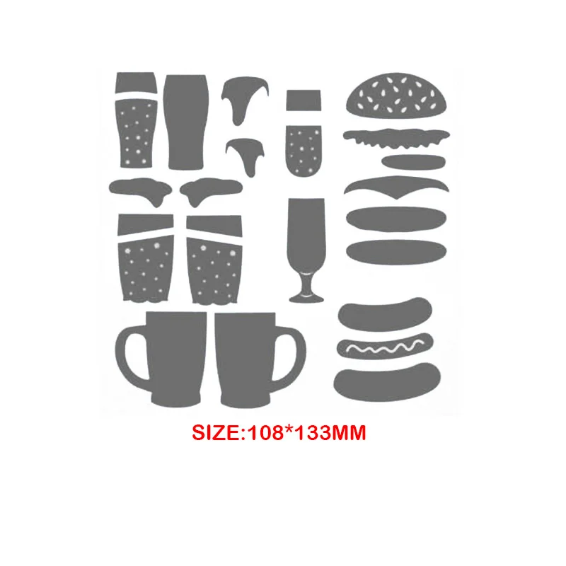 2024 스크랩북 야외를위한 새로운 스텐실 금속 절단 다이 바베큐 트로피 도미노 DIY 엠보싱 앨범 카드 수제 도구