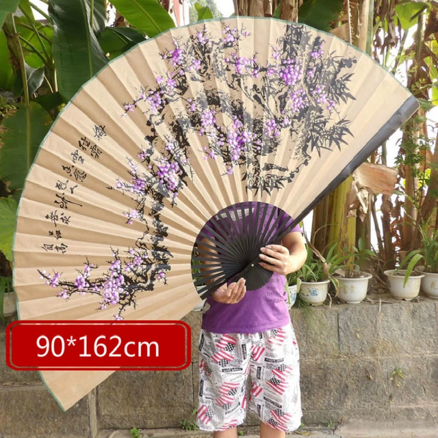 Grand ventilateur pliant en papier de style japonais fait à la main,  décoration murale d'hôtel et de restaurant, support Fuji, dépliant, 90cm -  AliExpress