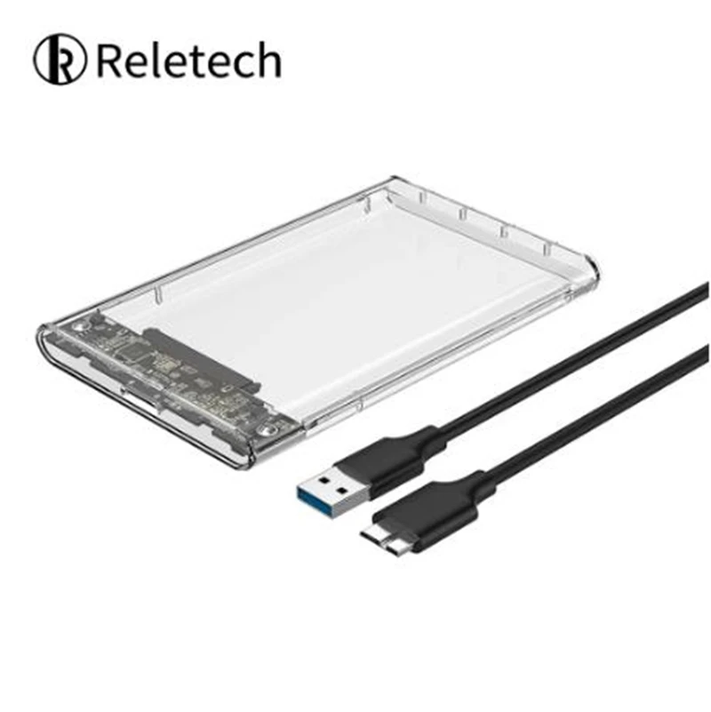 Прозрачный чехол для жесткого диска Reletech 2 5 дюйма SATA на USB 3 1 Gen2 10 Гбит/с интерфейса