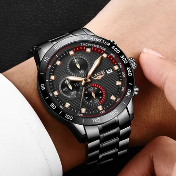 

LIGE New Mens Watches Stainless Steel Waterproof Watch Men Fashion Sport Quartz Watch Men business Date Clock Relojes Hombre+Box