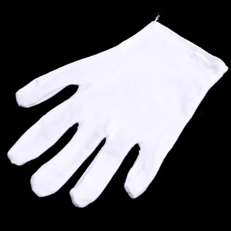 1 Pair White Cotton Blend Gloves for Inspection Work Coin Jewelry Lightweight Safely Security Working Labor Gloves