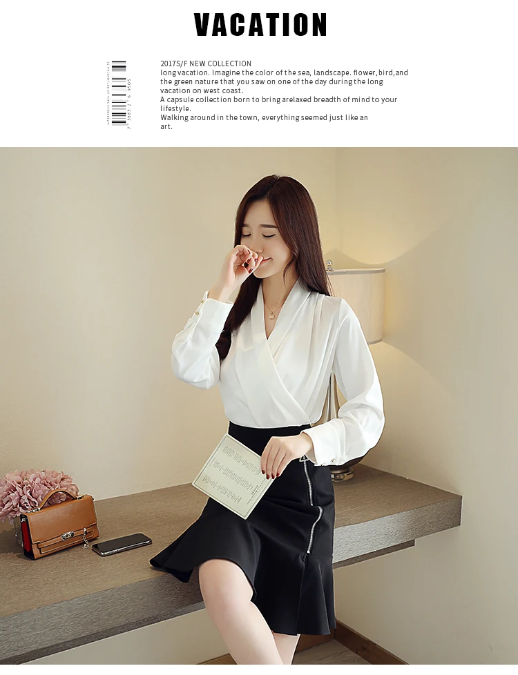 Dingaozlz элегантная женская рубашка с v-образным вырезом, новинка, корейские белые топы с длинным рукавом, модная Офисная Женская блузка