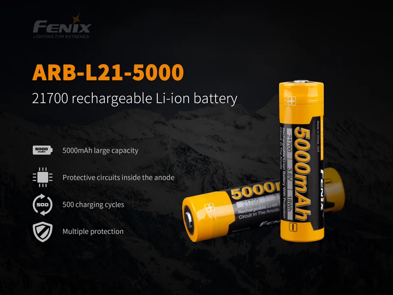 5000mAh Большая емкость Fenix ARB-L21-5000 21700 литий-ионная аккумуляторная батарея с множественной защитой