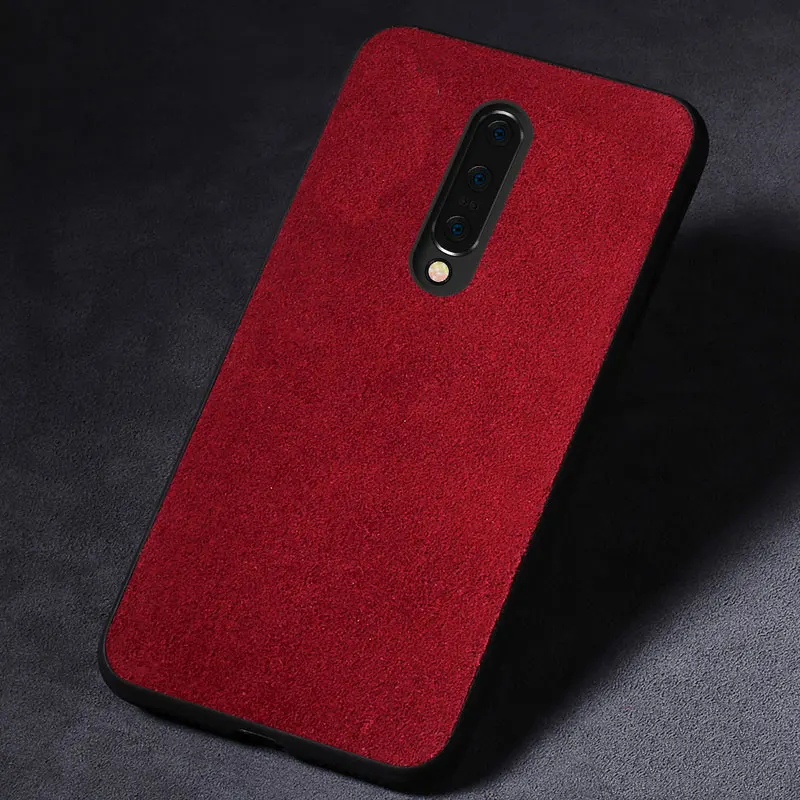Красный Кожаный чехол для Oneplus 7 7T pro 6T 6, противоударный чехол из натуральной кожи и замши, чехол для One plus 7 pro 5 5 t, задняя крышка fundas - Цвет: Красный