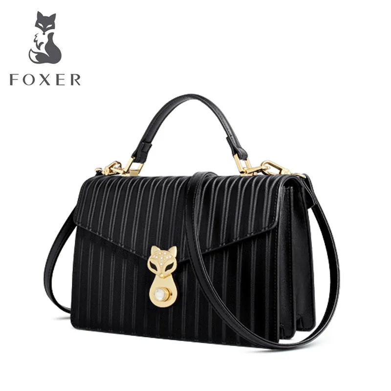 FOXER, роскошная популярная Высококачественная сумка, новинка, Портативная сумка-мессенджер, модная простая сумка через плечо, дикая кожаная маленькая квадратная сумка