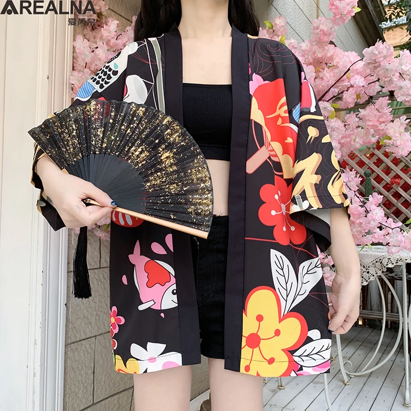 Women Japanese Kimono Cardigan Coat Yukata Outwear Tops Vintage Japanese  Style Summer Beach Cover Up at  Women's Clothing store