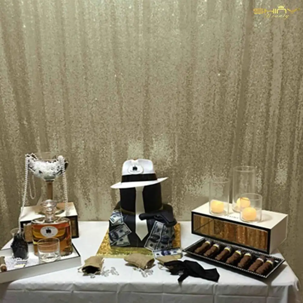 

Matte Gold Birthday Curtains 4ftx7ft Home Decoration Accessories Backdrop Fabric Curtains For Living Room-M190924