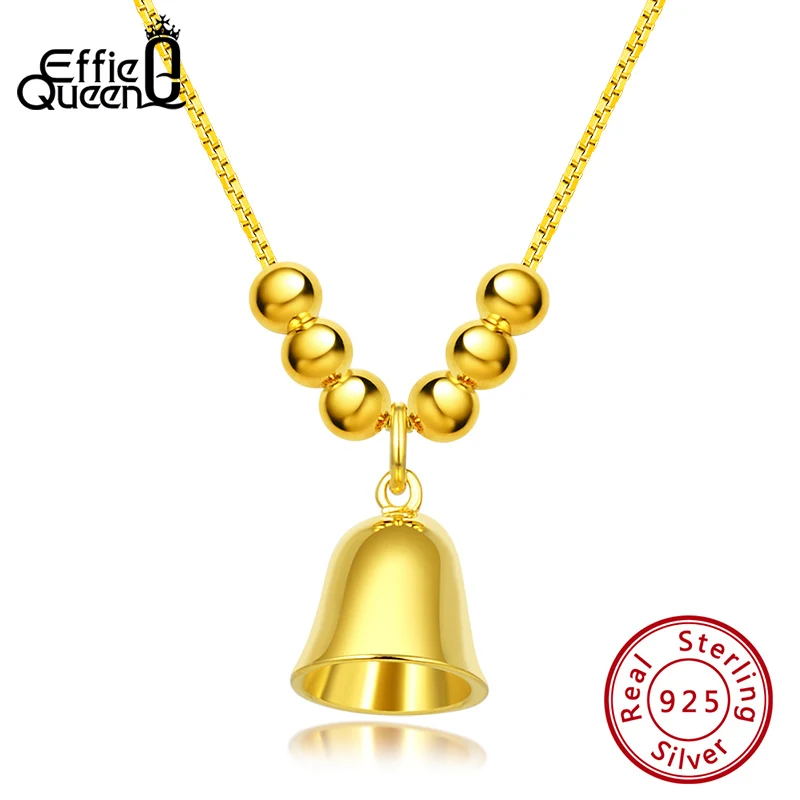 SN166-G Effie queen ожерелья из стерлингового серебра 925 Jingle подвеска-колокольчик с Круглые шарики для ювелирных украшений для женщин девочек Рождественский подарок TSN166 - Цвет камня: SN166-G