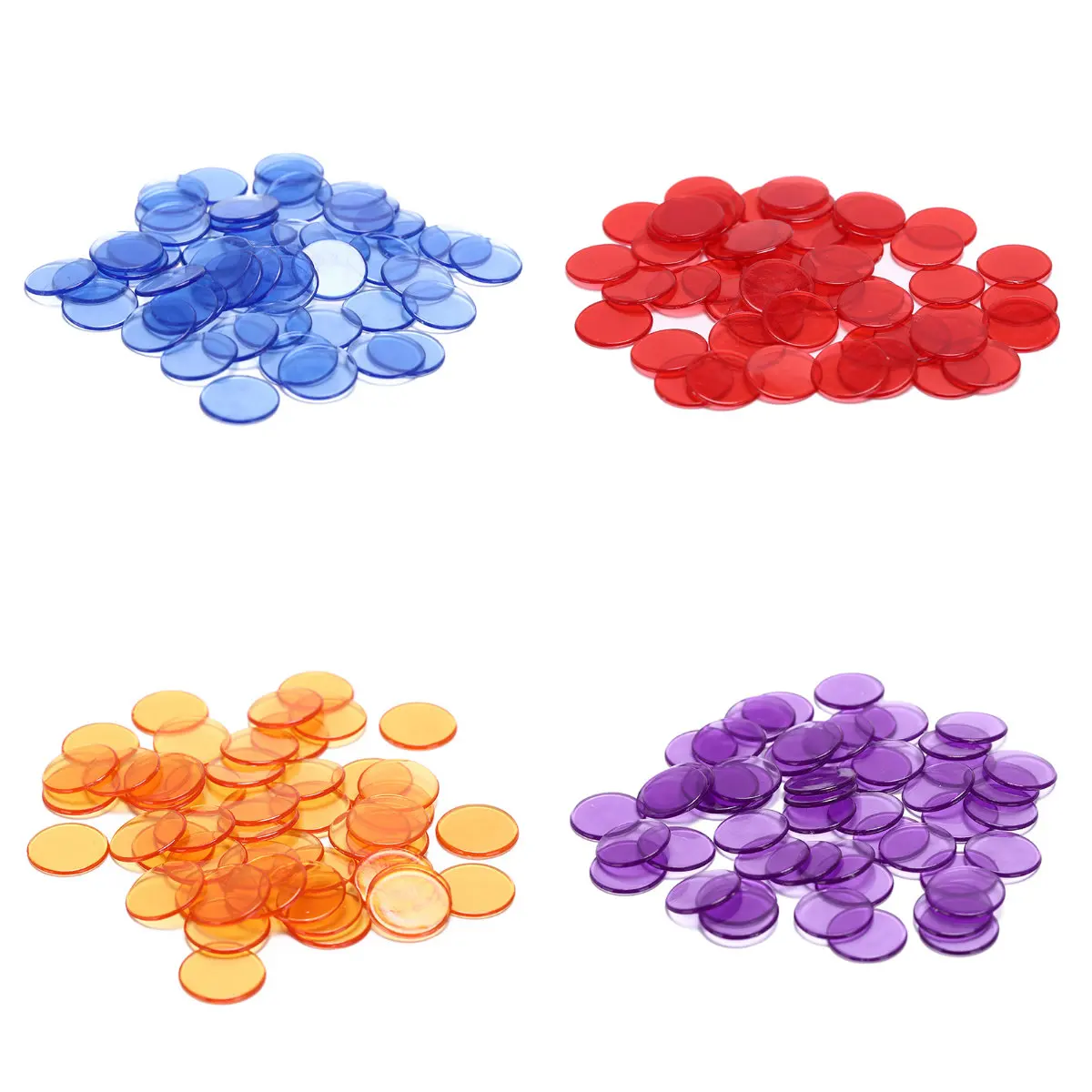 15mm Mixed color Round Transparent Coins 50 pcs/set Poker Chips Plastic poker chips